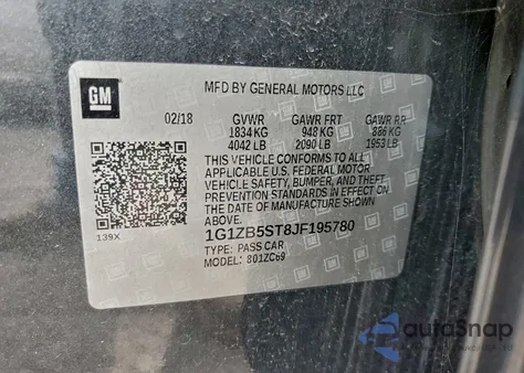 2018 Chevrolet Malibu Ls из США, поврежденный, VIN 1G1ZB5ST8JF195780